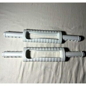 White Wii Remote Wheel Attachments Pair Plastic Ribbed Grips Racing Games